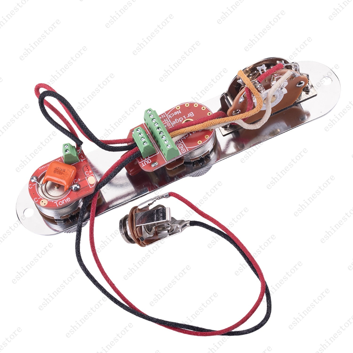 Solderless Brass shaft Pots Control Plate 3-Way Switch Wiring Harness for Tele