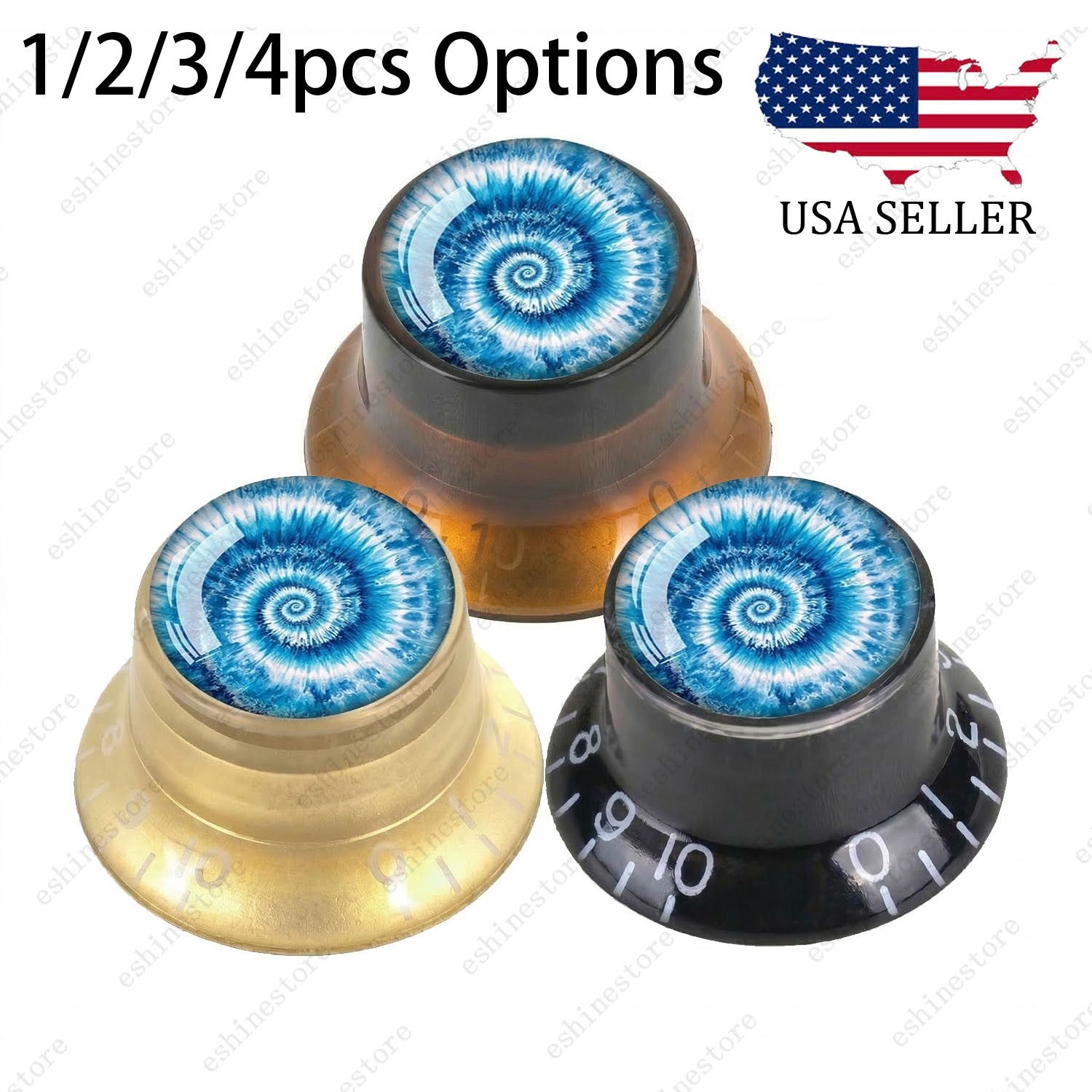 Guitar Reflector Knobs with Spiral Tie Dye Cap Top Hat Knob for Les Paul SG - 05