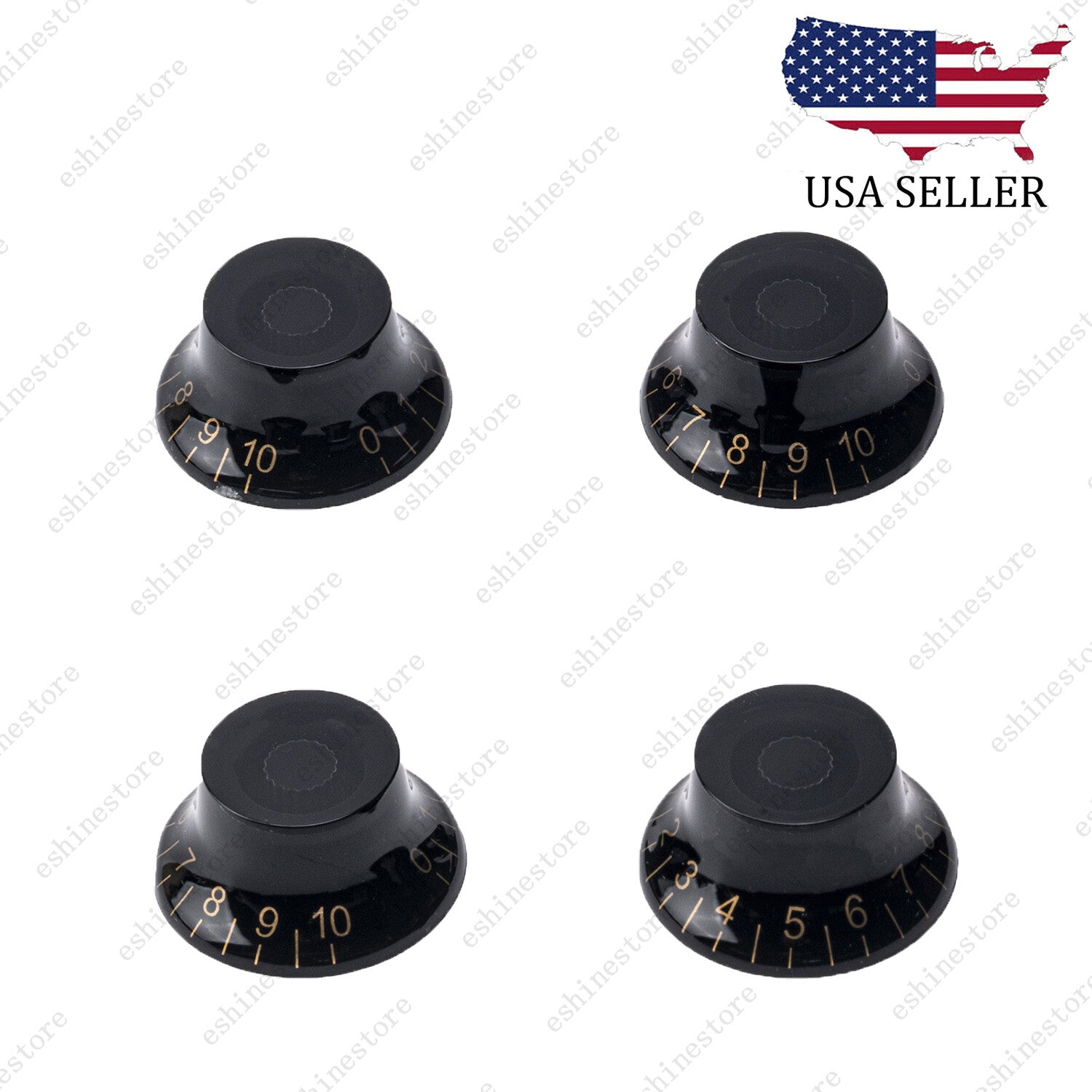 4 Pcs Black LP Guitar Speed Knobs Top Hat Bell Knobs For SG Les Paul Guitar