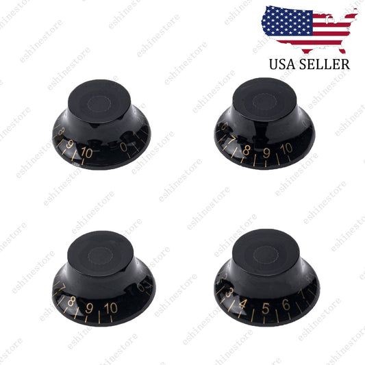 4 Pcs Black LP Guitar Speed Knobs Top Hat Bell Knobs For SG Les Paul Guitar
