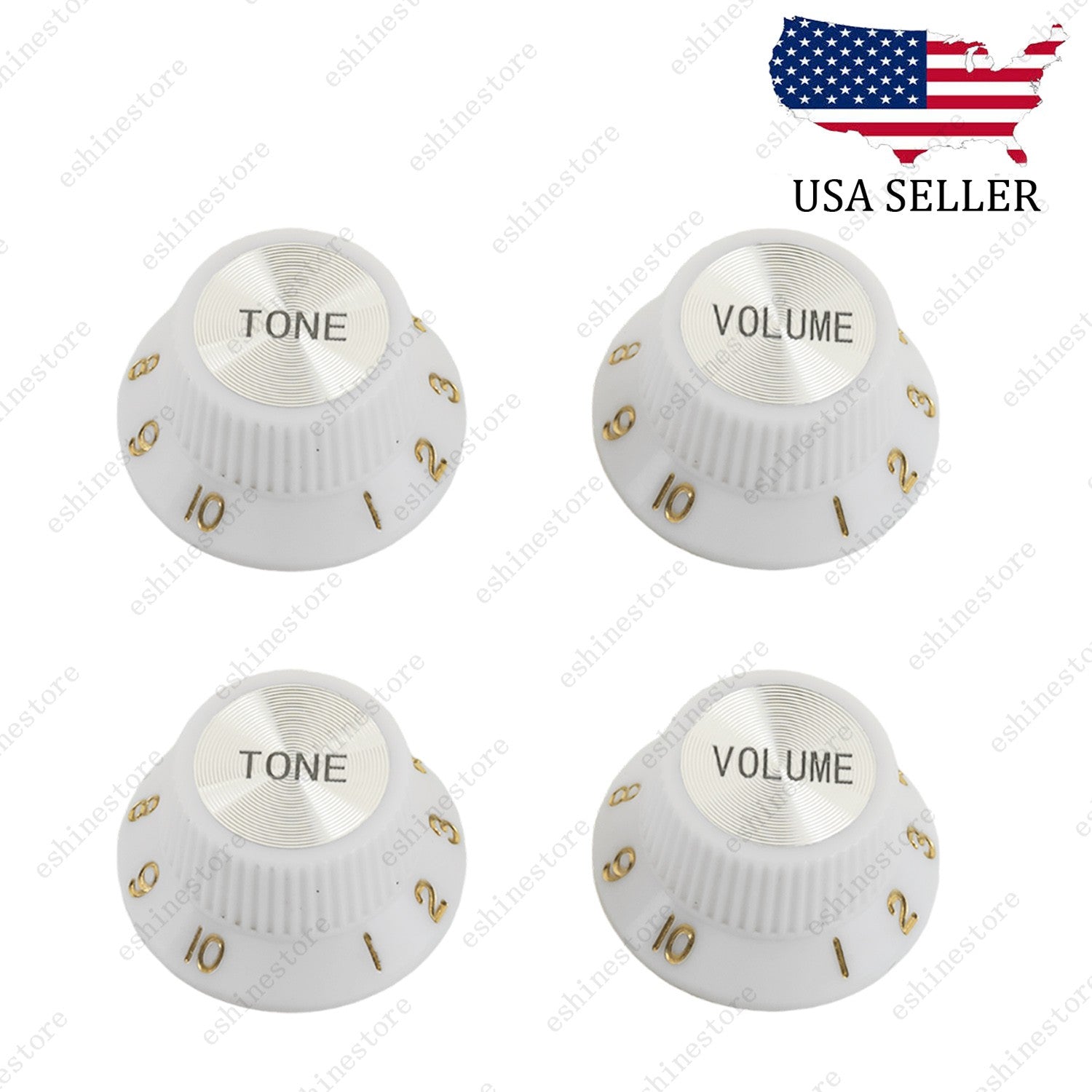 Electric Guitar Speed Control Knobs 2 Volume 2 Tone For Les Paul Guitar - White