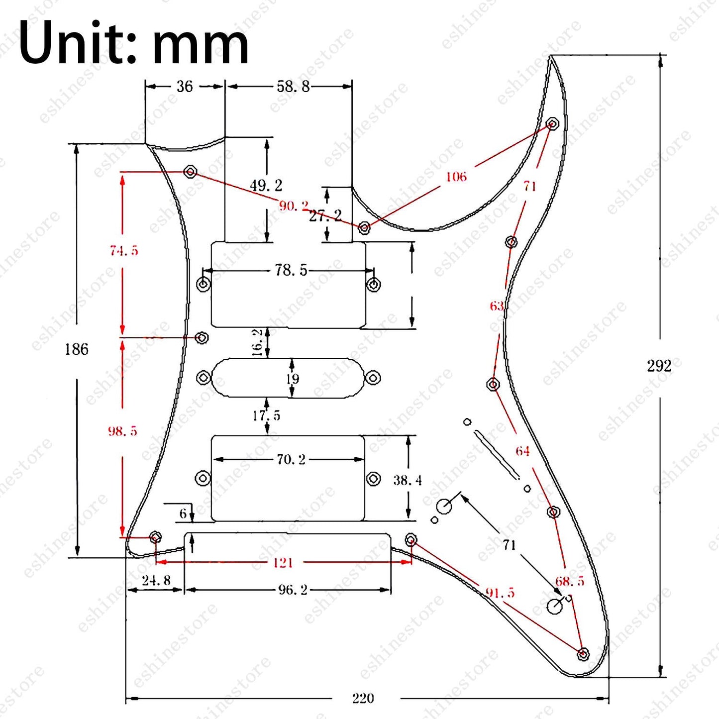 Aluminum Alloy 10 Hole Guitar Pickguard HSH Scratch Plate for Ibanez JEM Guitar