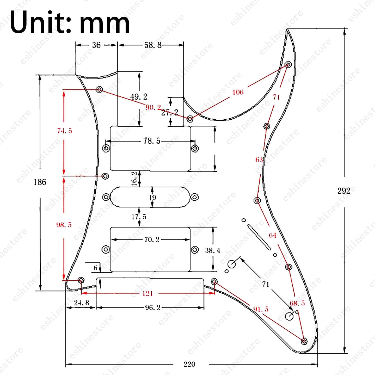 Aluminum Alloy 10 Hole Guitar Pickguard HSH Scratch Plate for Ibanez JEM Guitar