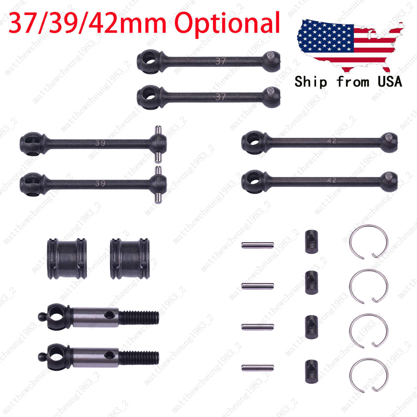 1 Set Upgrade Two-Stage Carbon Steel CVD Drive Shaft for RC 37/39/42mm Optional
