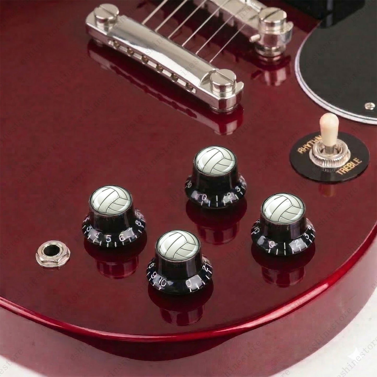 Guitar Reflector Knobs w/ Volleyball Design Cap Top Hat Knobs for Les Paul SG