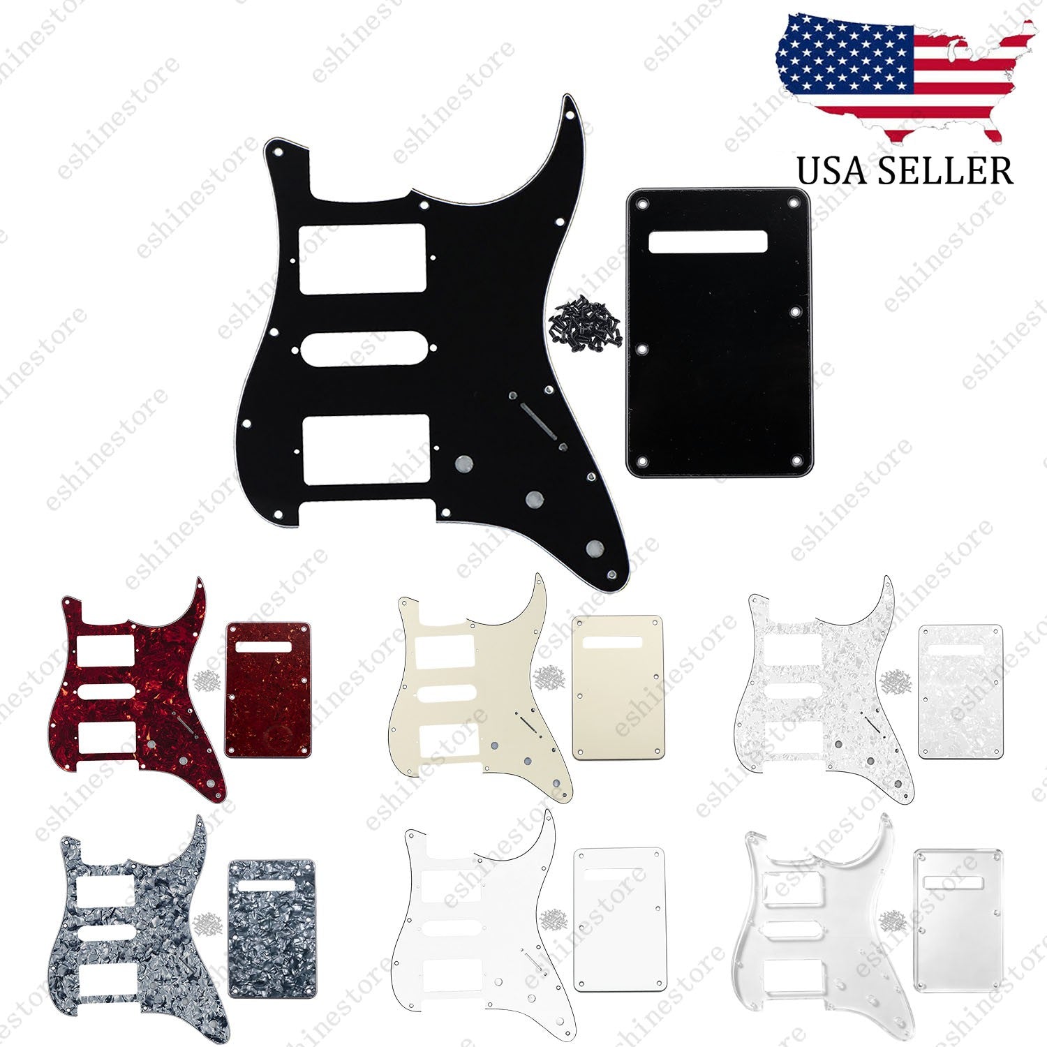 Guitar HSH 3Ply Pickguard & Back Plate Multi Colors For USA MIM FENDER Strat