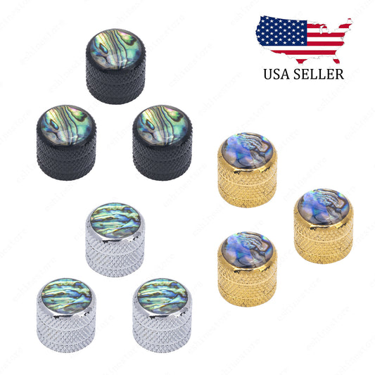 3 Pcs inlay Dome Metal Guitar 6mm Shaft Volume Tone Knobs For Fender SQ Tele