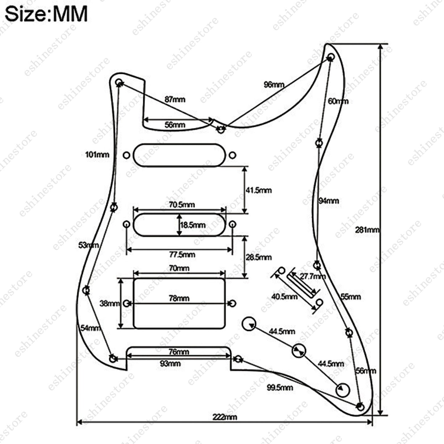 11 Hole Guitar SSH Loaded Pickguard Set & Back Plate For SQ FENDER Stratocaster