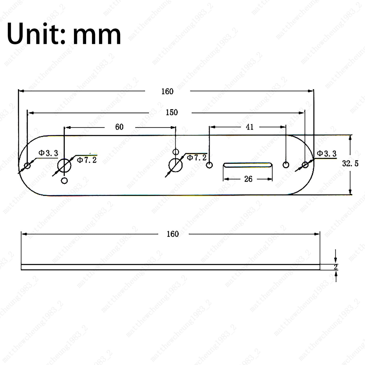 1 Piece Matel Chrome Electric Guitar Control Plate 7MM for Fender Telecater