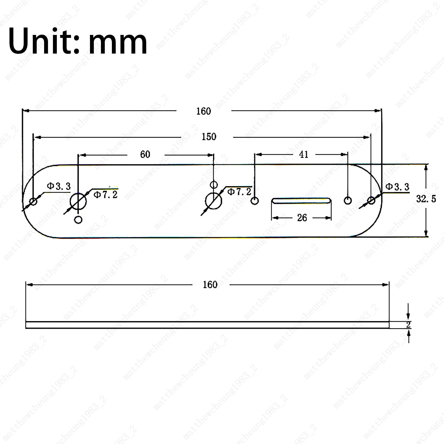 1 Piece Matel Chrome Electric Guitar Control Plate 7MM for Fender Telecater