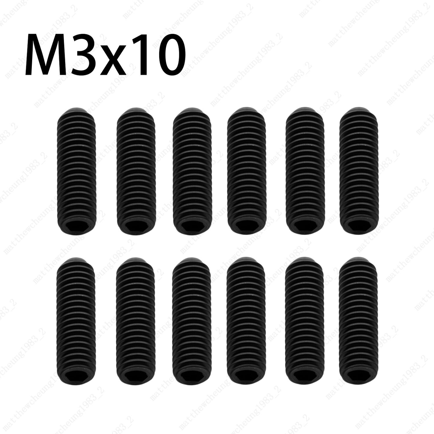 12pcs Black Guitar Bridge Saddle Screws M3x 6/8/10/12mm-Metric Height Adjustment