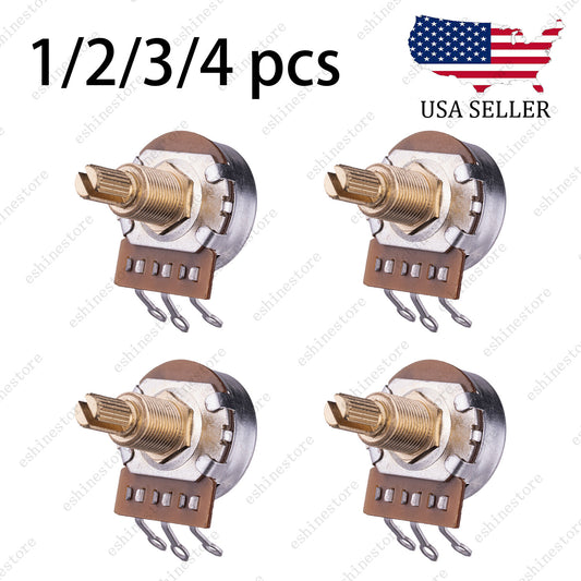 A/B 250K/500K Guitar Potentiometers Brass 18mm Long Shaft Pot US 24 Spline Fine