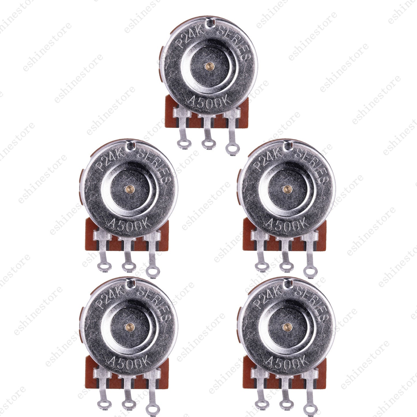 5pcs A500K Guitar Potentiometers Brass 18mm Long Shaft Pot US 24 Spline Fine