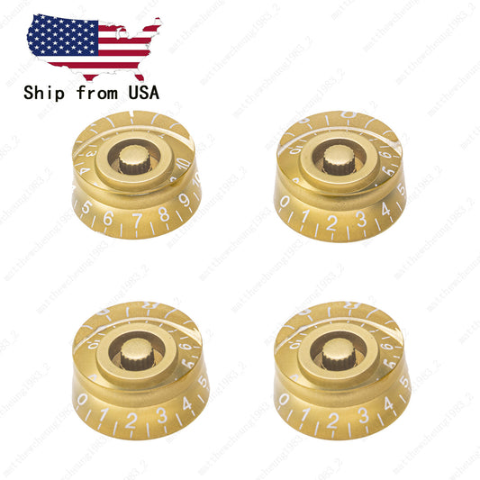 4 Pcs Gold&White Electirc Guitar Control Knobs Speed Dial Knobs fits Les Paul SG