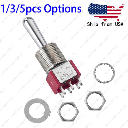 1/3/5 xGuitar Momentary DPDT 6Pin 3-Position (ON)-OFF-(ON) Fat Bat Toggle Switch