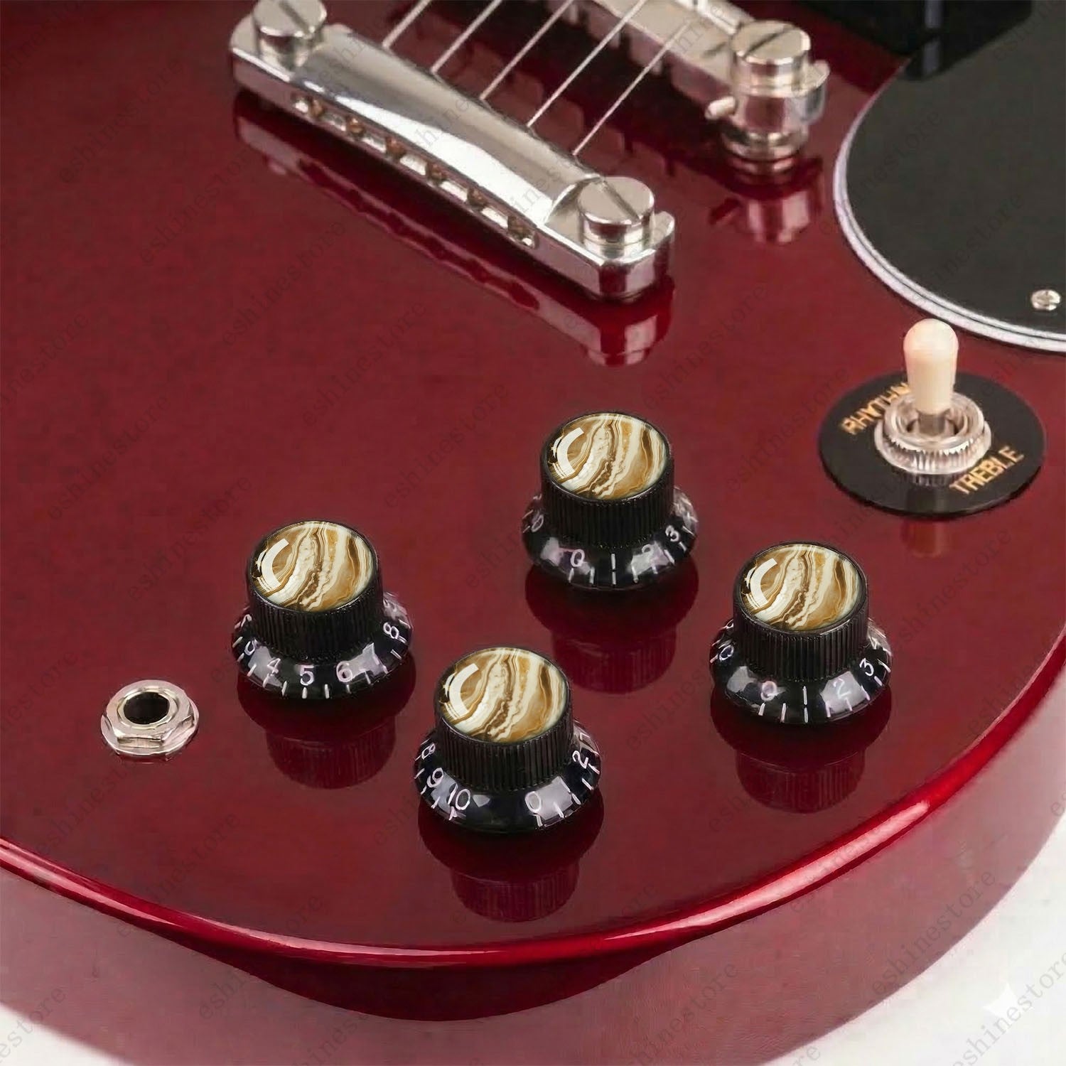 Guitar Reflector Knobs with Marble Texture Cap Top Hat Knob for Les Paul SG - 10