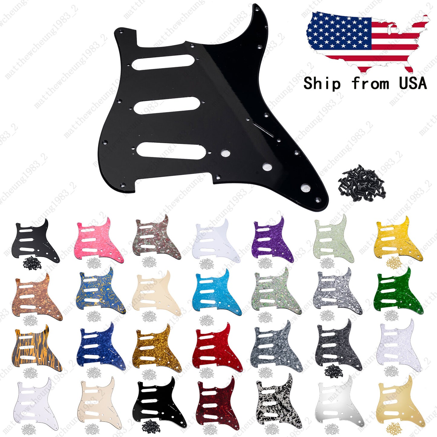 SSS Style11 Hole Pickguard Pickups with Screws for USA MIM Standard Fender Start