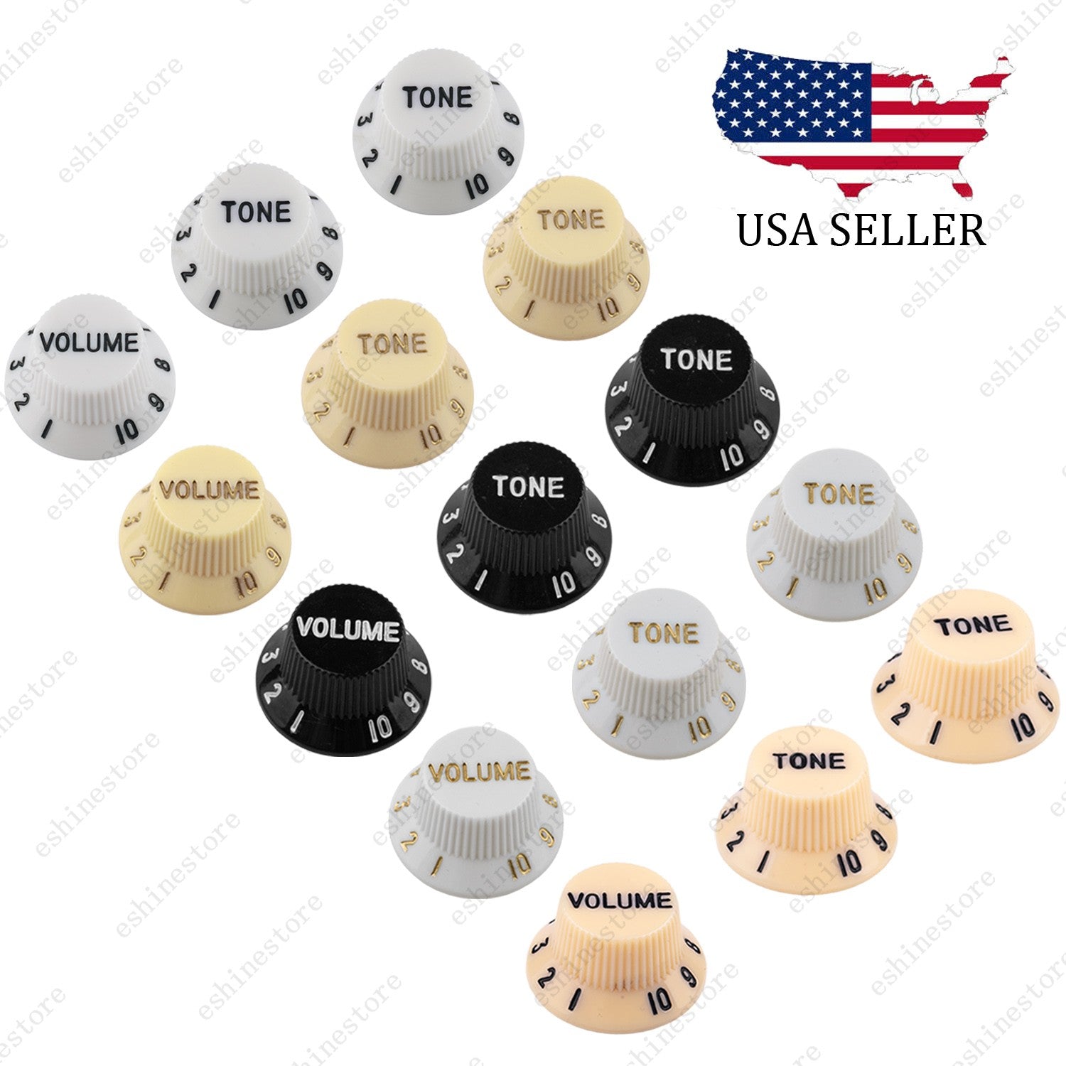 2T1V Guitar Knobs Volume Tone Knob Left Hand 18-Splines for Stratocaster 5 Color