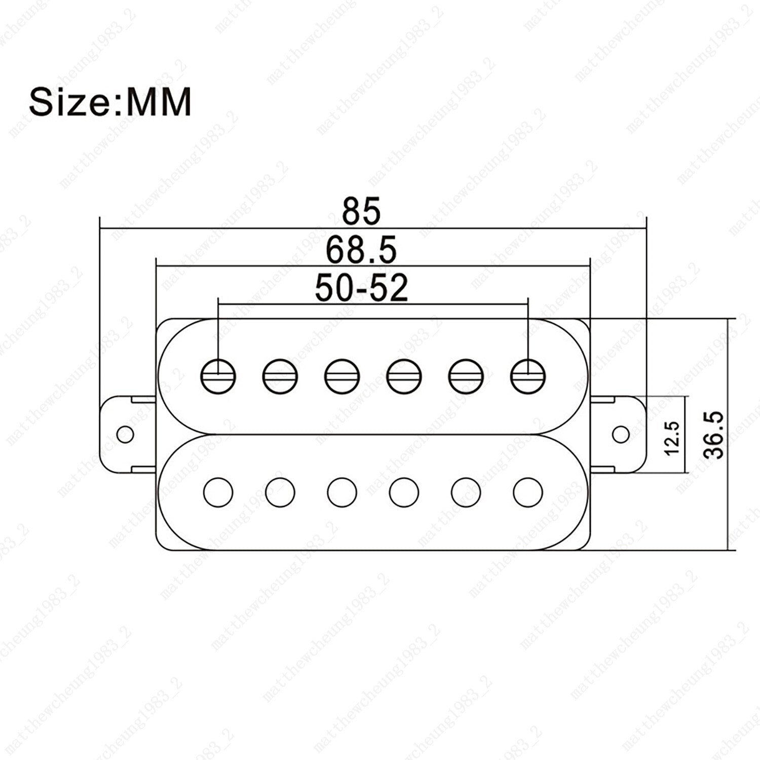 Guitar Passive Alnico 2 Magnet Neck / Bridge 50mm 52mm Humbucker Pickup
