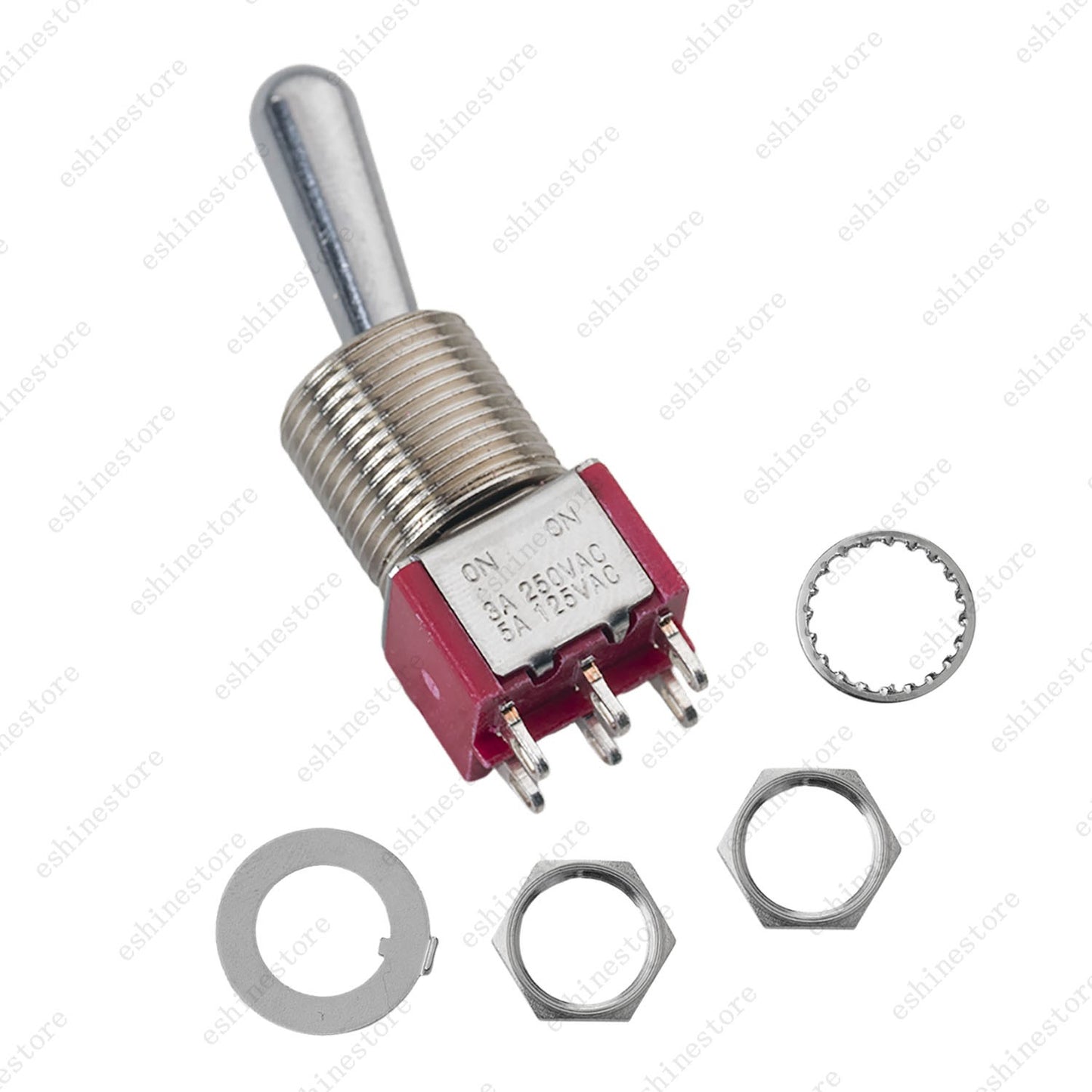 1/3/5 PCS Guitar/AMP Fat Bat Toggle Switch DPDT 6 Pin 2-Way ON ON Sealed - RED