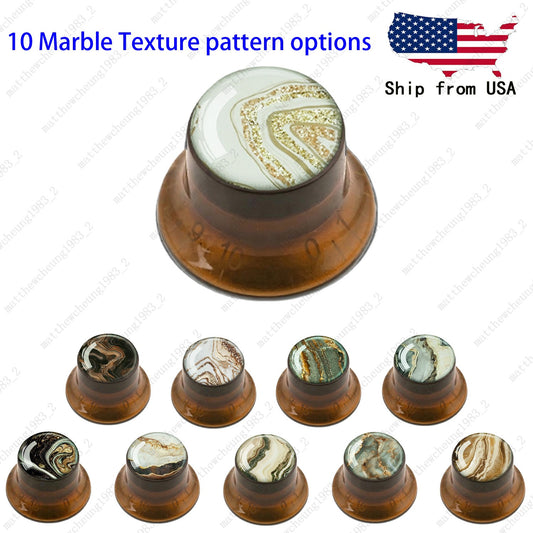 4Pcs Amber Guitar Reflector Knob For Les Paul SG -10 Marble Texture Style Option