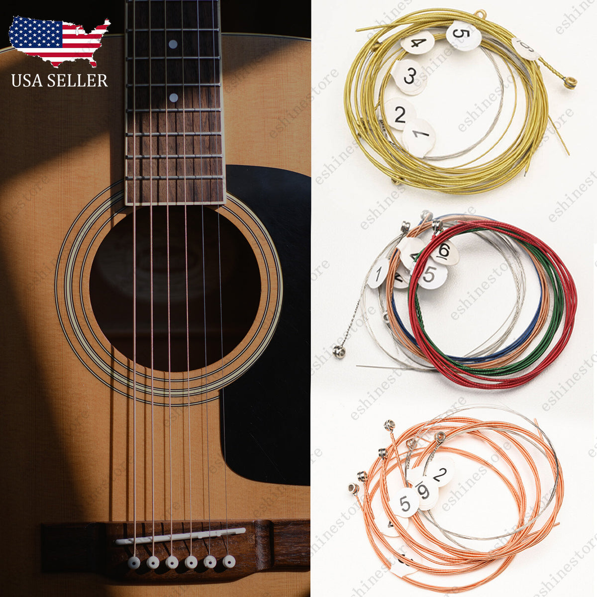 1-3 Set of 6 Guitar Strings Replacement Steel String For Acoustic Guitar 1st-6th