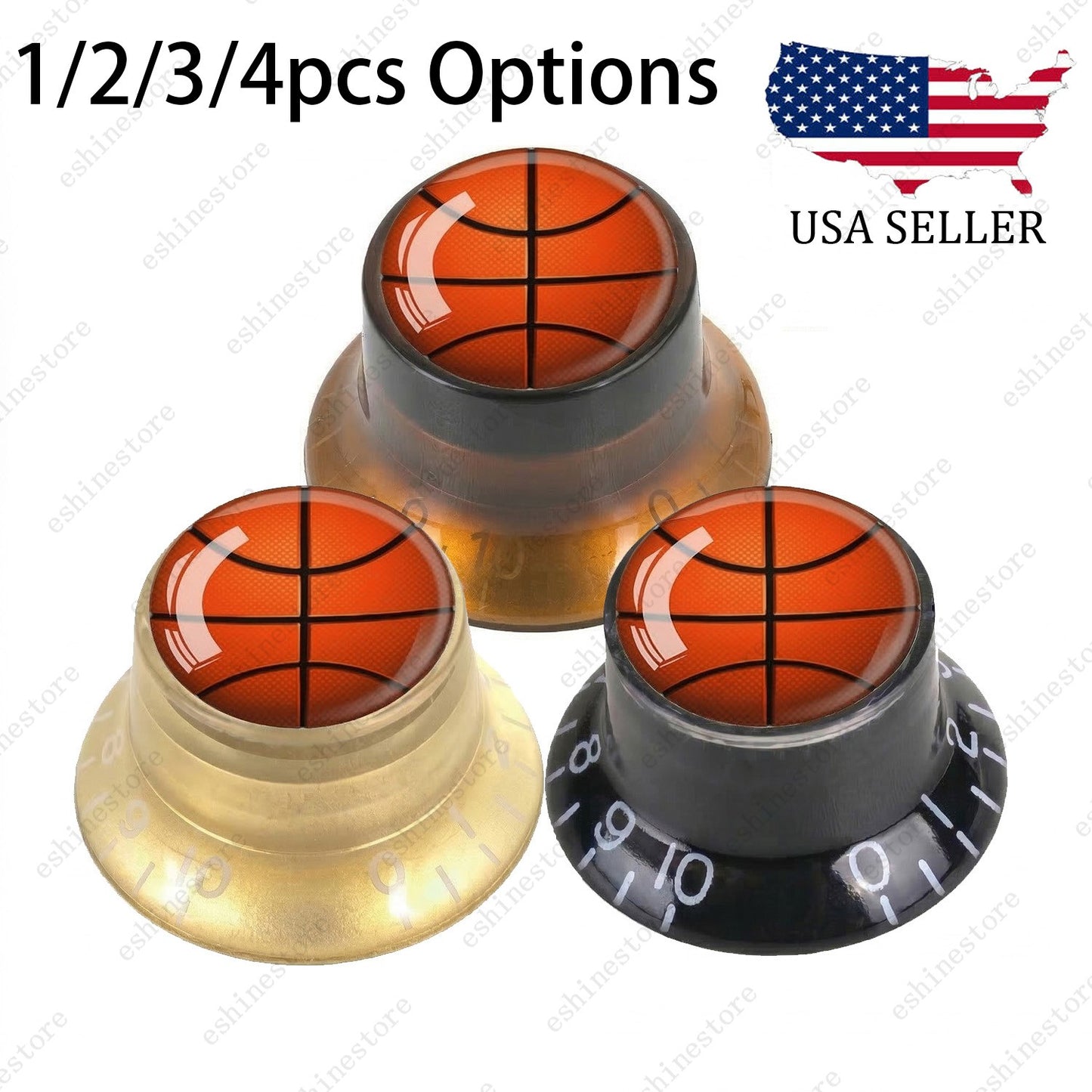 Guitar Reflector Knobs w/ Basketball Design Cap Top Hat Knobs for Les Paul SG