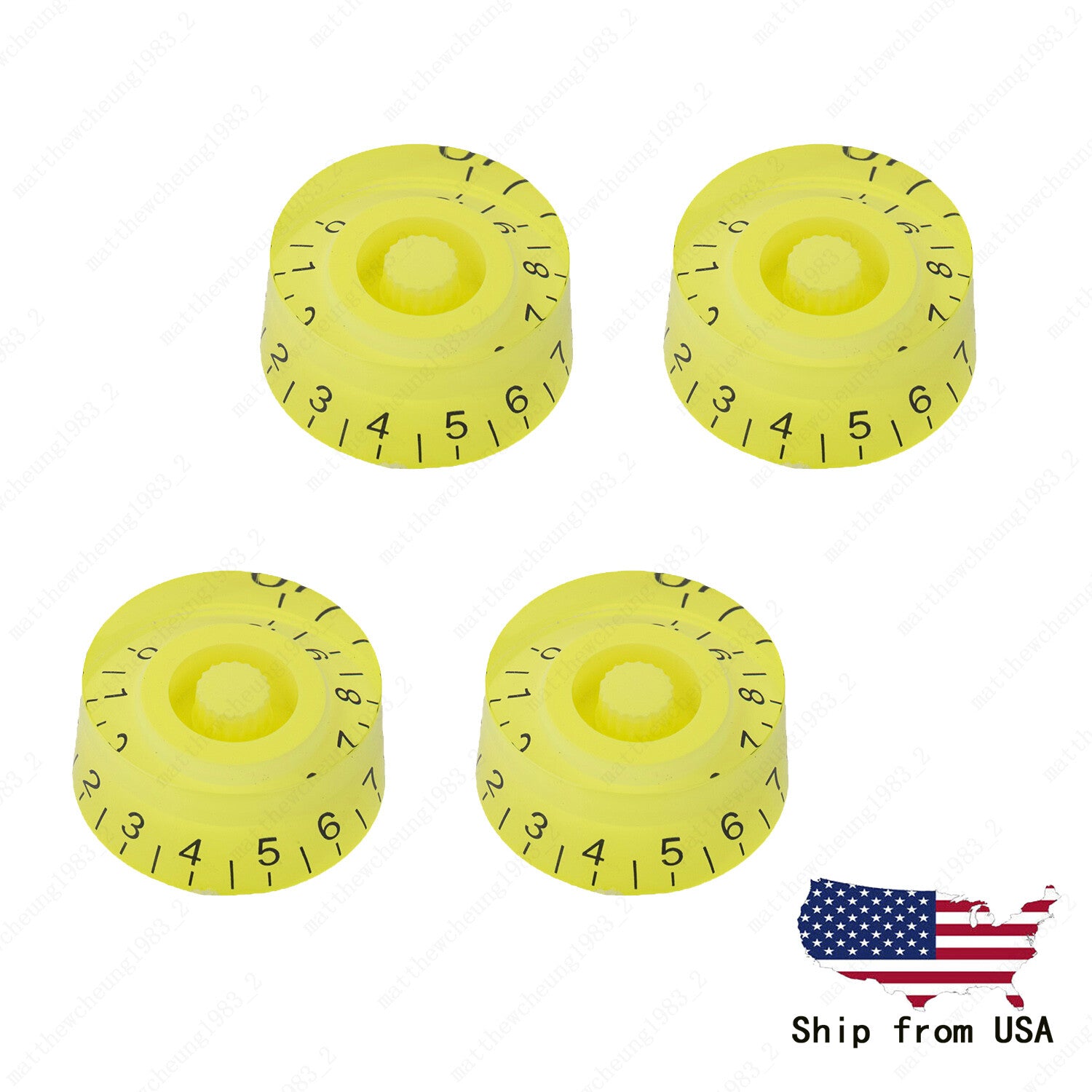 4 Pcs Yellow Electirc Guitar Control Knobs Speed Dial Knobs for Les Paul SG