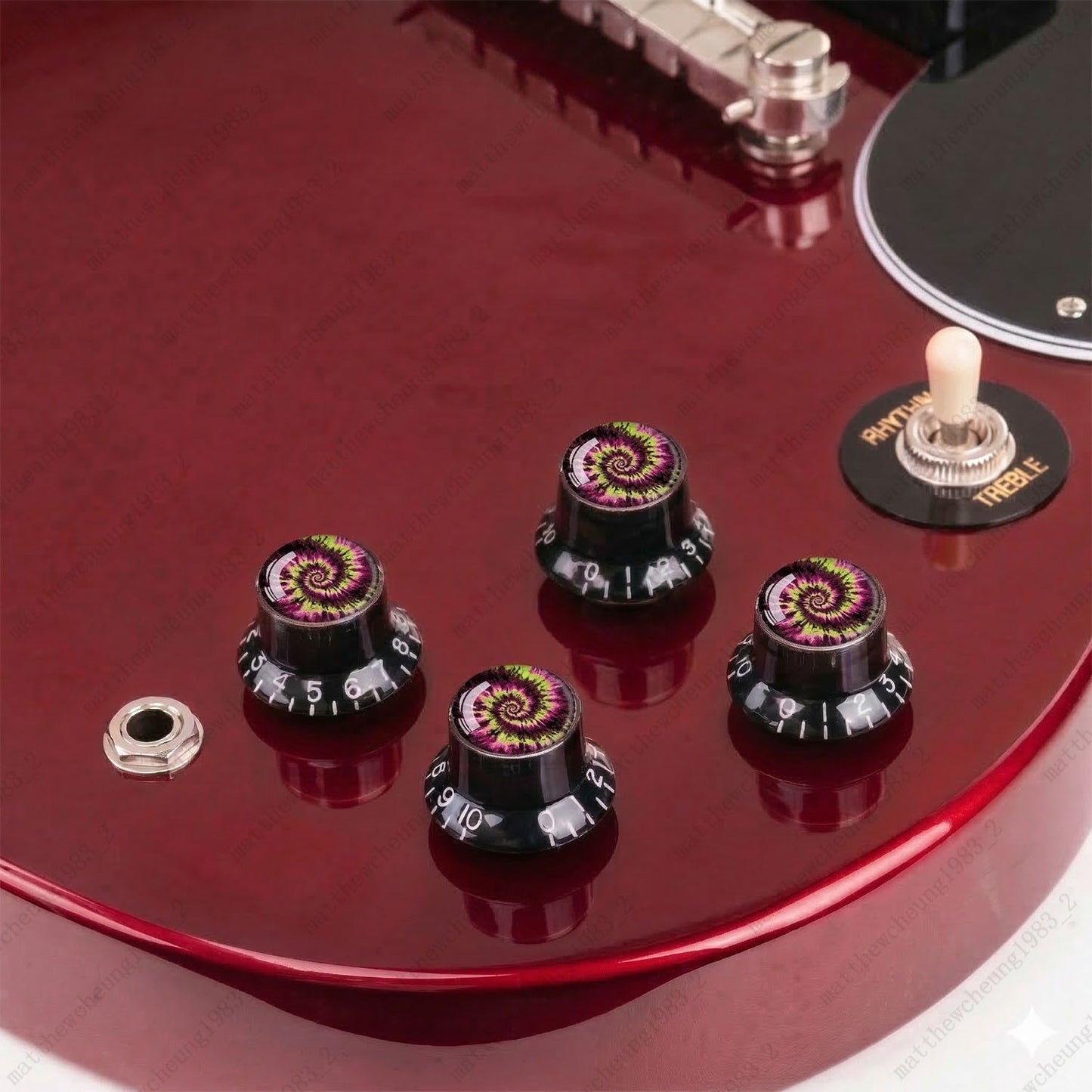 4Pcs Gold Guitar Reflector Knob For Les Paul SG -10 Spiral Tie Dye Style Option