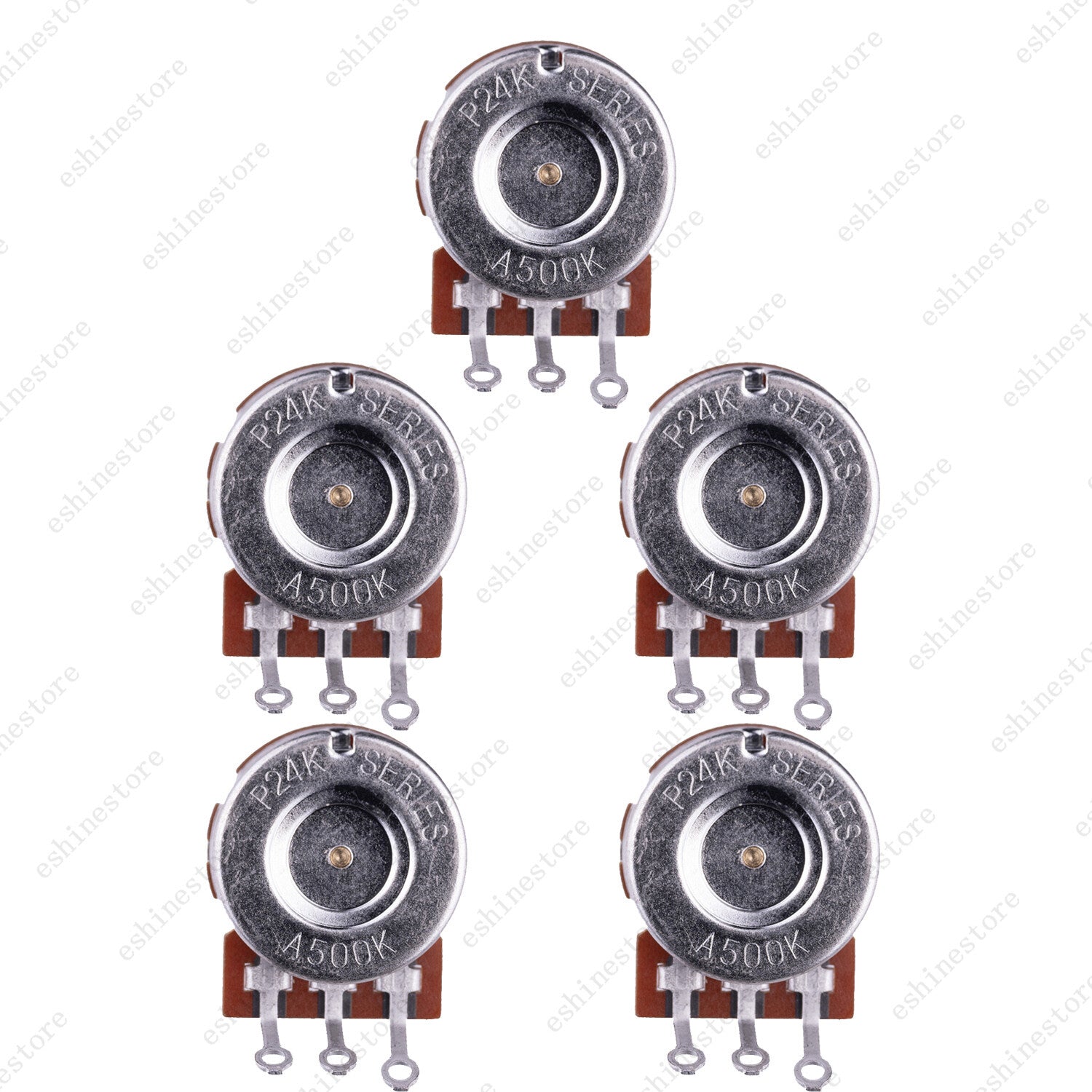 5pcs A500K Guitar Potentiometers Brass 15mm Short Shaft Pot US 24 Spline Fine