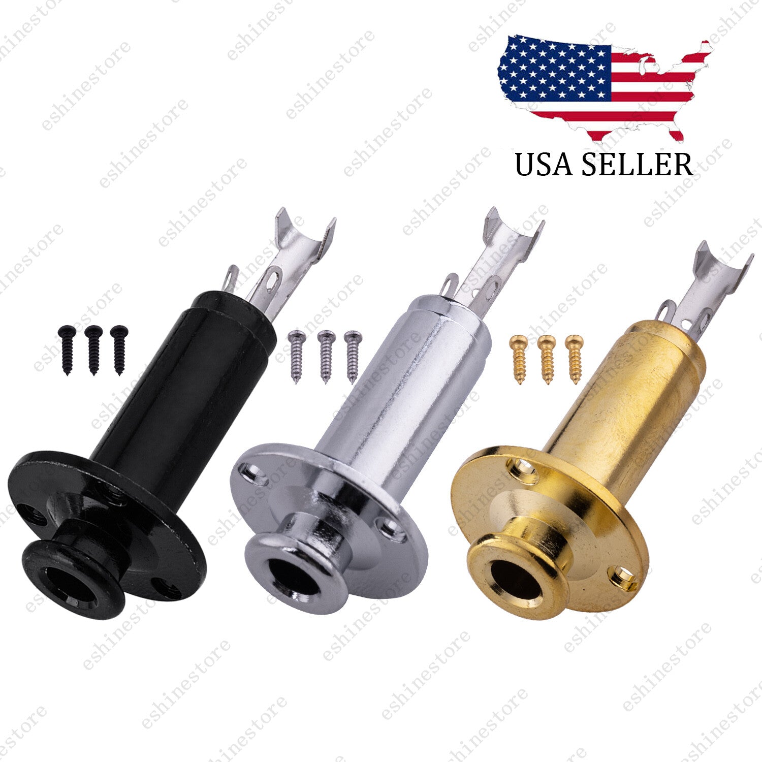 1/4" Acoustic Electric Guitar Stereo Mono Endpin Output Jack Strap Button Socket