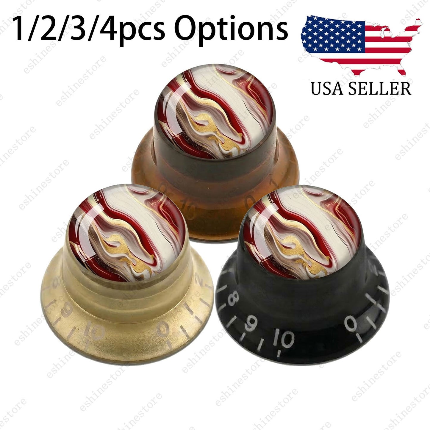 Guitar Reflector Knobs with Abstract Art Cap Top Hat Knobs for Les Paul SG - 04