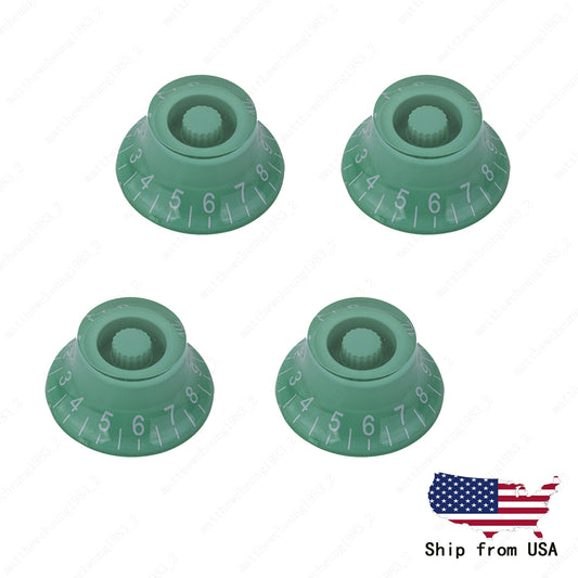 4x Bell Knobs 18 Fine Spline Top Hat Knobs For SG Les Paul Guitar Green White