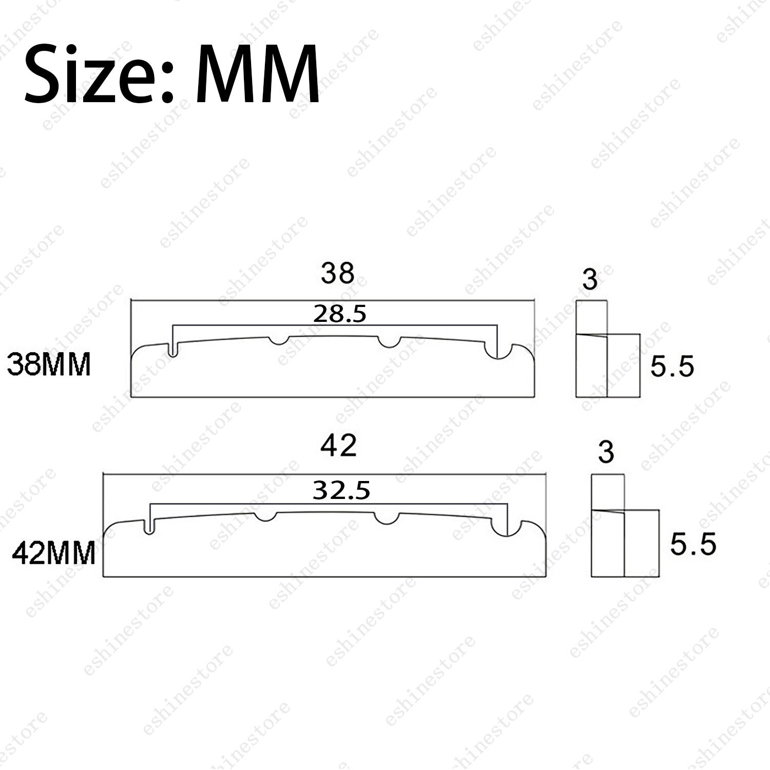 38/42mm Bass Guitar Pre-Slotted Flat Bottom Bone Nut 4 String For P J Bass