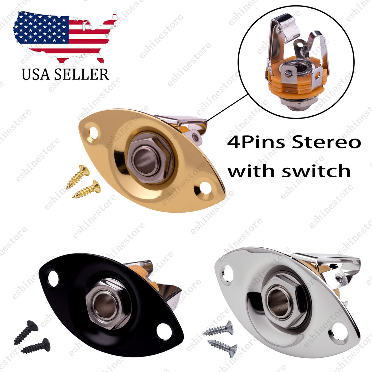 3 Colors Guitar Jack Plate Input Output Jackplate Oval For Telecaster Les Paul