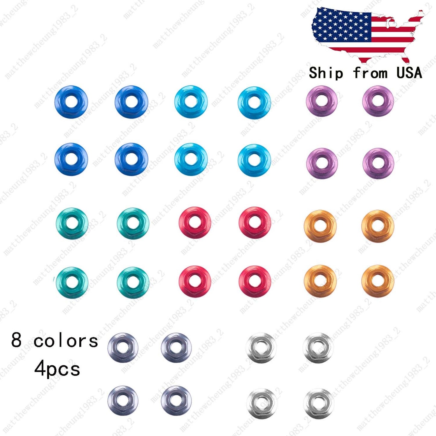 4pcs 8-Color M4 Flange Nuts - 1:10 RC Car Premium Upgrade Replacement
