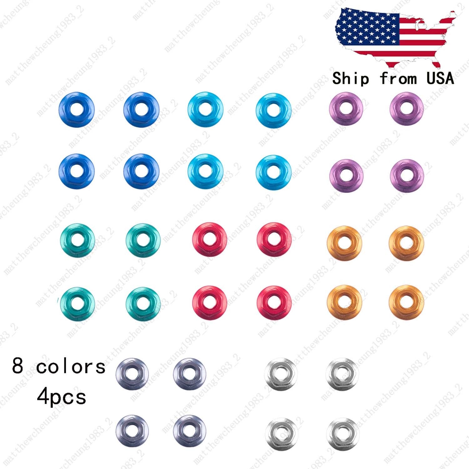 4pcs 8-Color M4 Flange Nuts - 1:10 RC Car Premium Upgrade Replacement