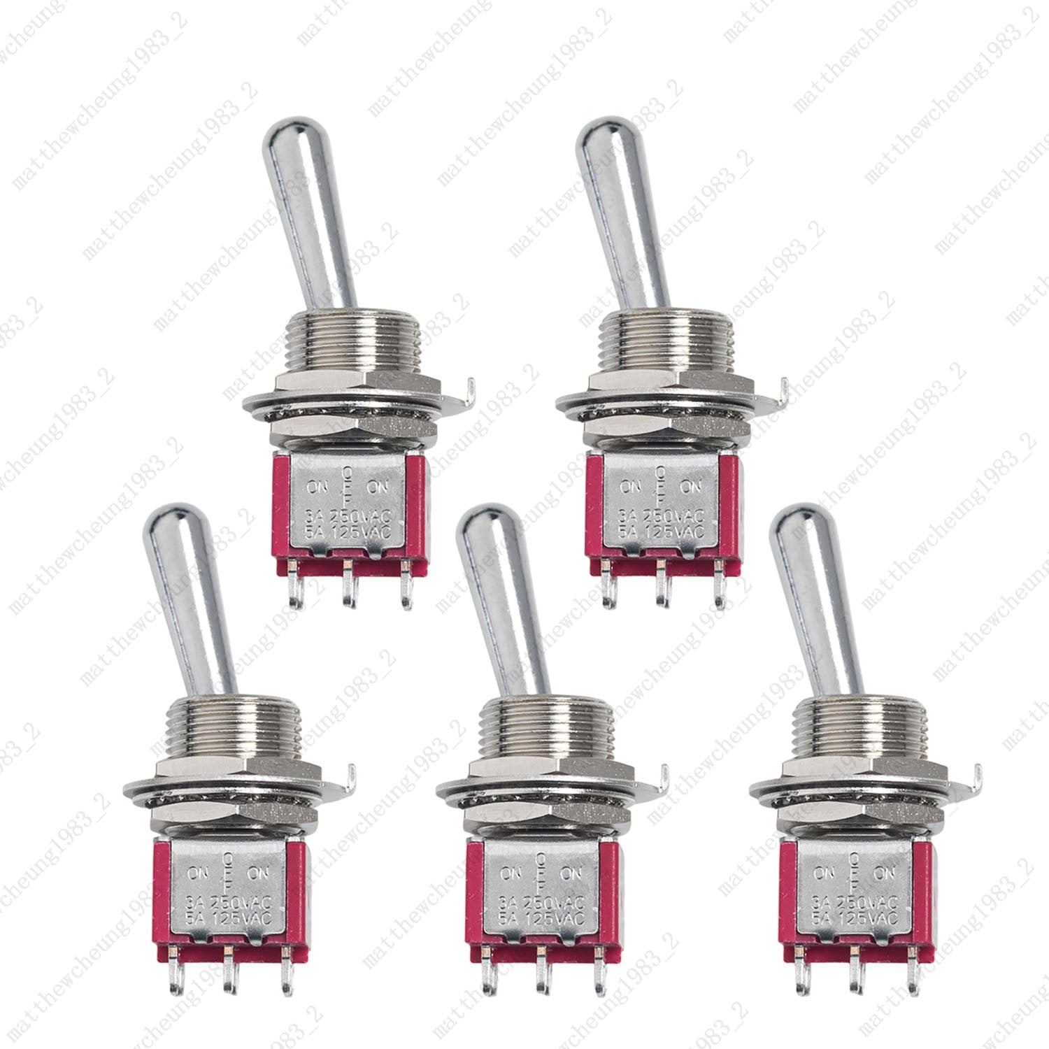 1/3/5 x Guitar/AMP Fat Bat Toggle Switch DPDT 6Pin 3-Position ON-OFF-ON Sealed