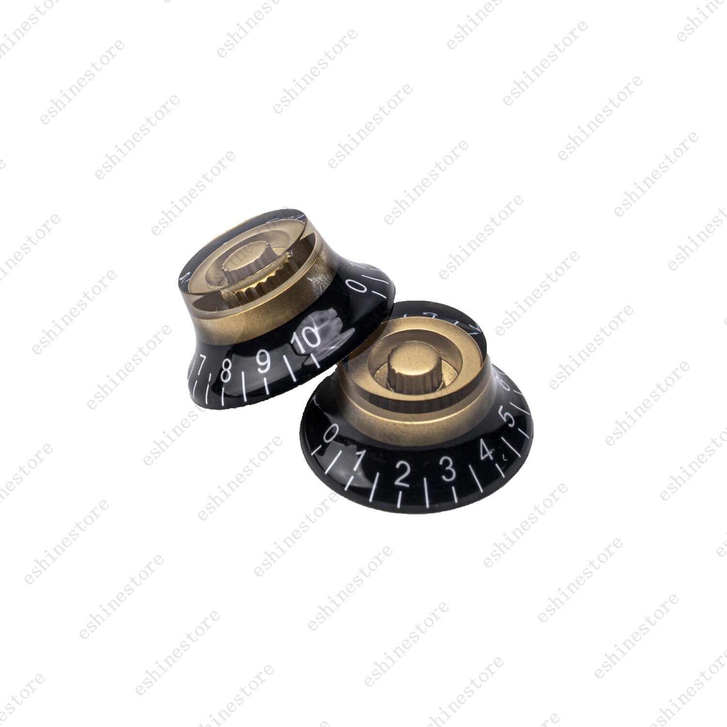 4 Pcs Gold/Black 18 Fine Splines Speed Knobs Top Hat Bell Knobs For Les Paul SG