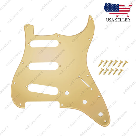 SSS Style 11 Hole Gold Mirror Pickguard Pickup for USA MIM Standard Fender Start