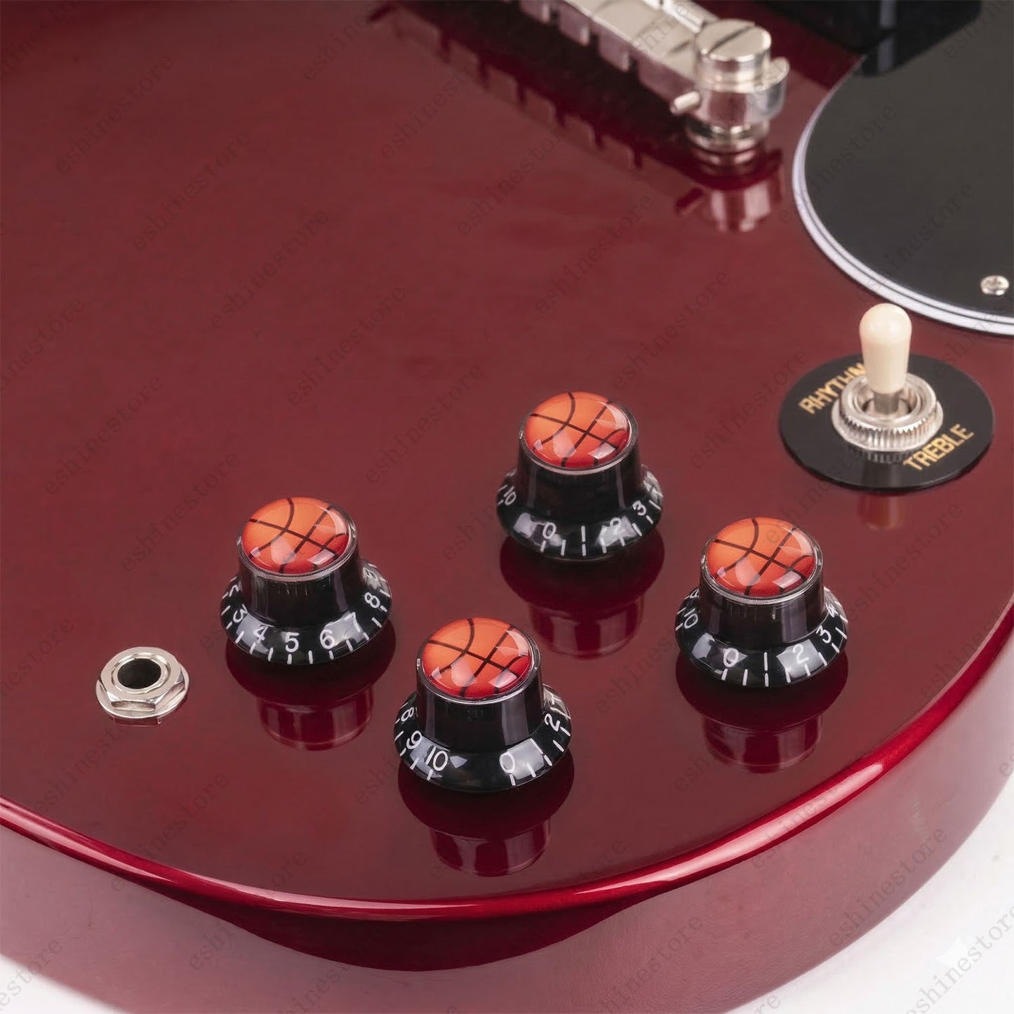 Guitar Reflector Knobs w/ Basketball Design Cap Top Hat Knobs for Les Paul SG