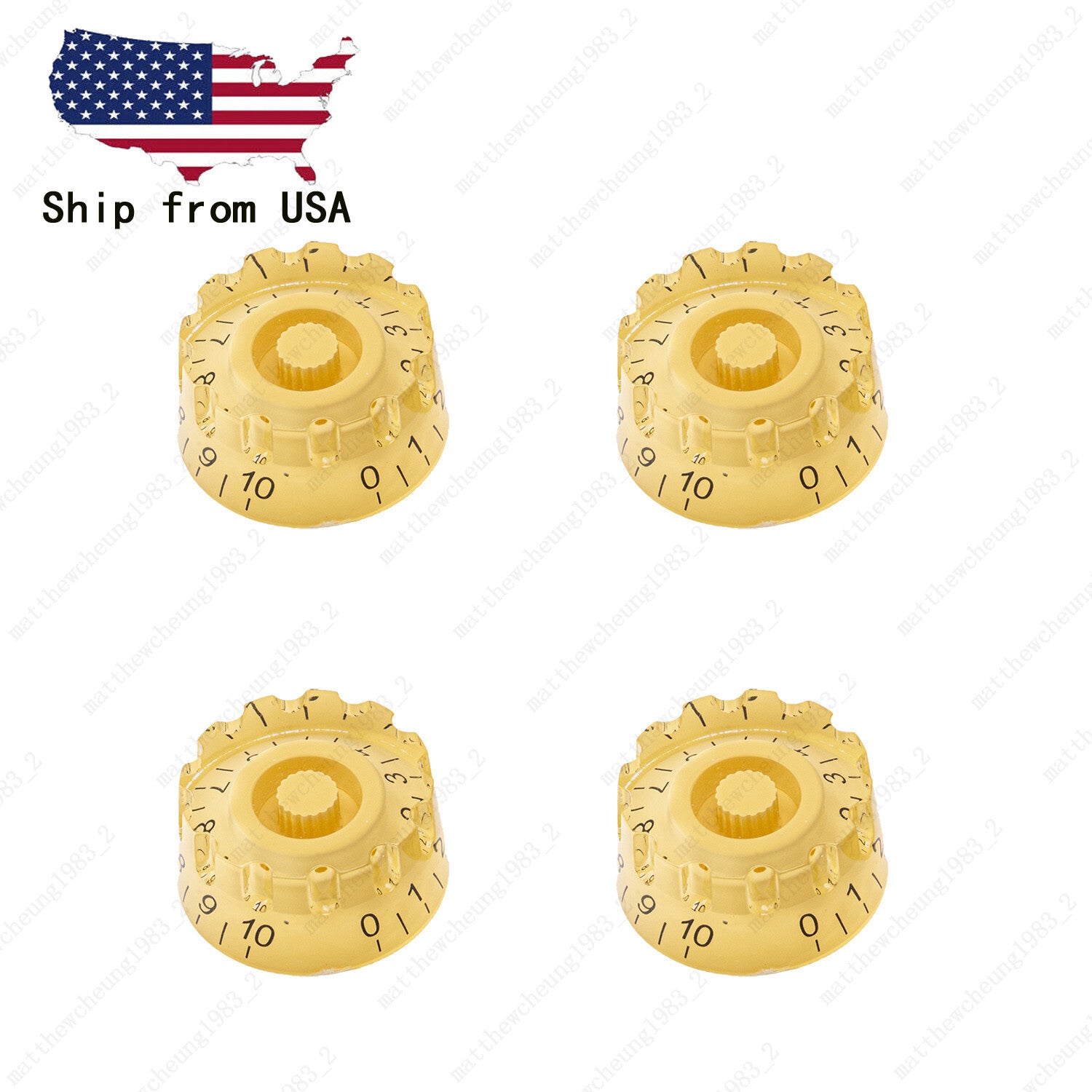 4x Yellow LP Style Guitar Control Knobs Speed Dial Knobs for Les Paul SG Guitar