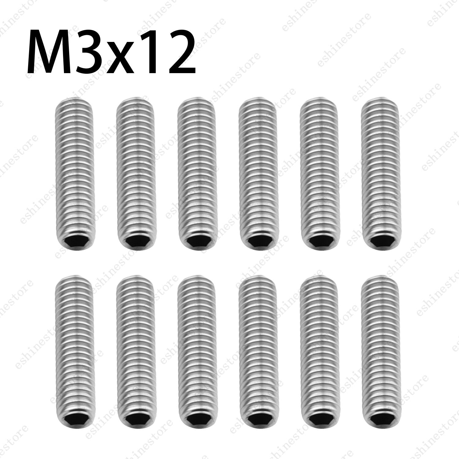 M3x6-12mm Guitar Bridge Height Adjustment Screws 12pcs - Chrome Stainless Steel