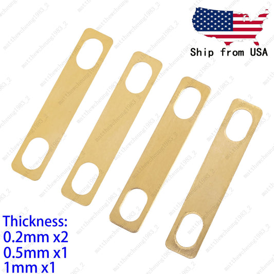 4 Pieces Guitar Neck Shims Brass Shims for Guitar and Bass Bolt-on Neck Repair