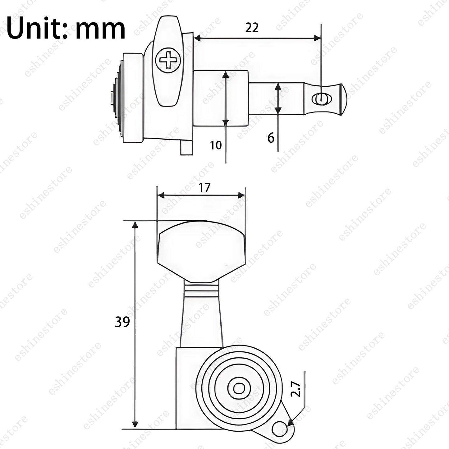 Inline Guitar Tuning Peg Locking Tuners Machine Heads Key 1:18 for Strat ST