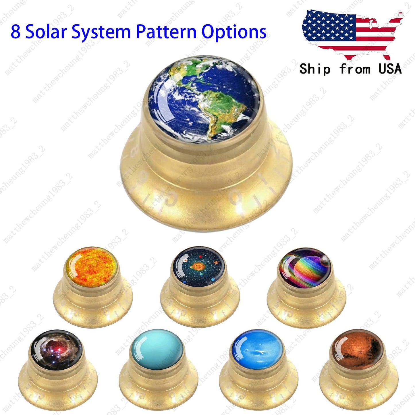 4Pcs Gold Guitar Reflector Knos For Les Paul SG -8 Solar System Pattern Option