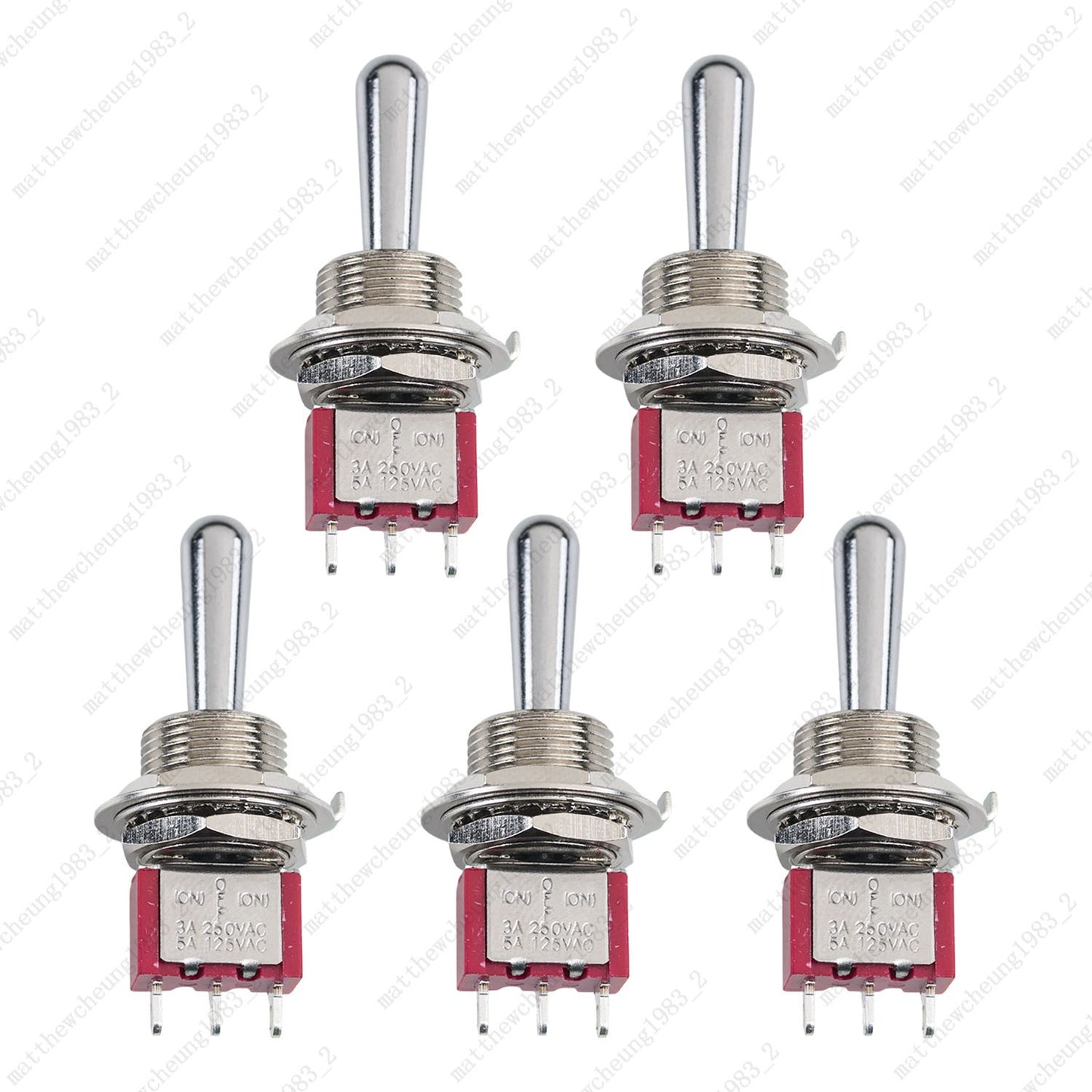 1/3/5 xGuitar Momentary SPDT 3Pin 3-Position (ON)-OFF-(ON) Fat Bat Toggle Switch