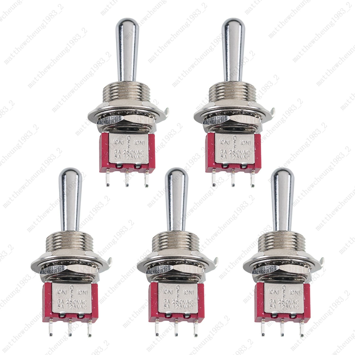 1/3/5 xGuitar Momentary SPDT 3Pin 3-Position (ON)-OFF-(ON) Fat Bat Toggle Switch