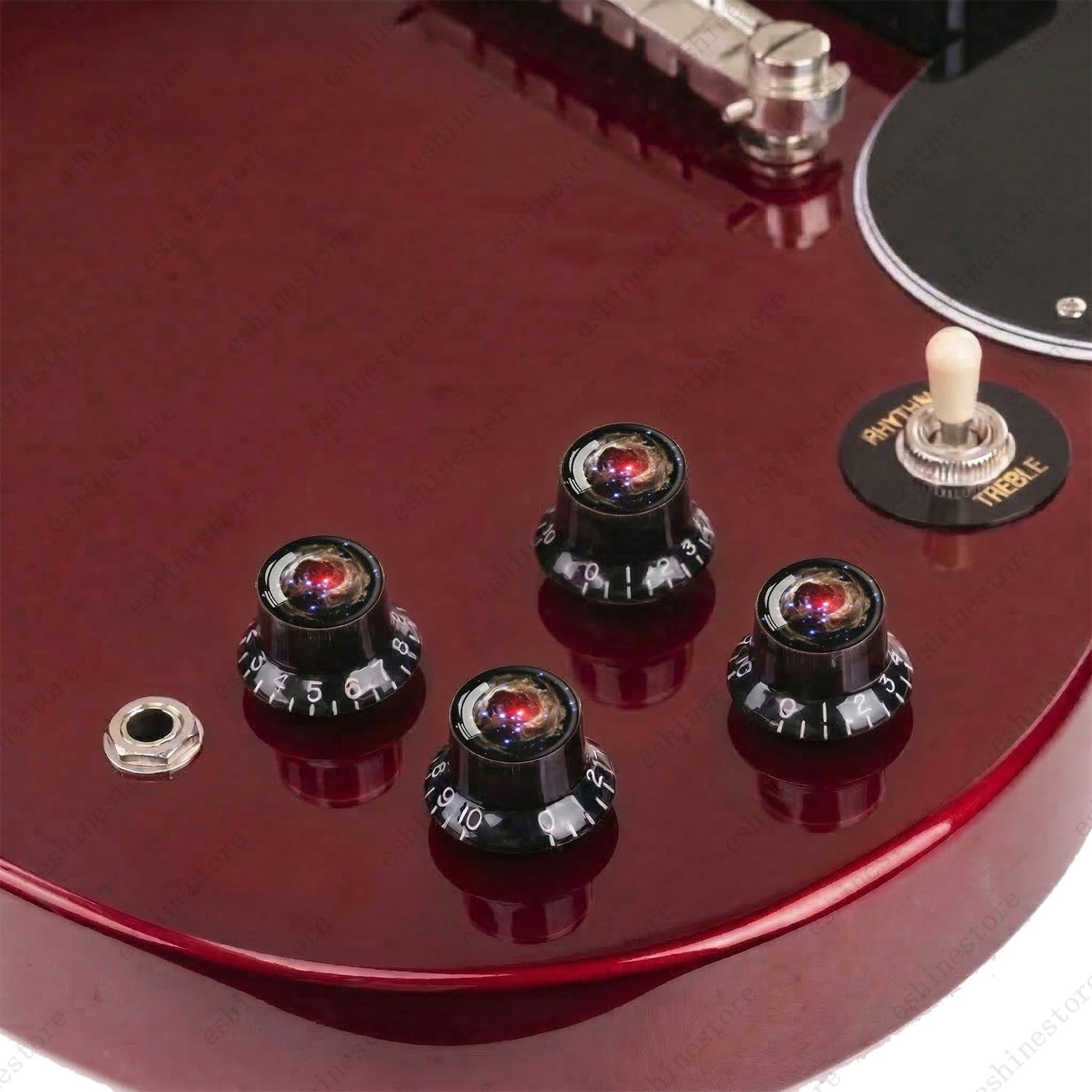Guitar Reflector Knobs w/ Nebula Pattern Design Cap Top Hat Knob for Les Paul SG