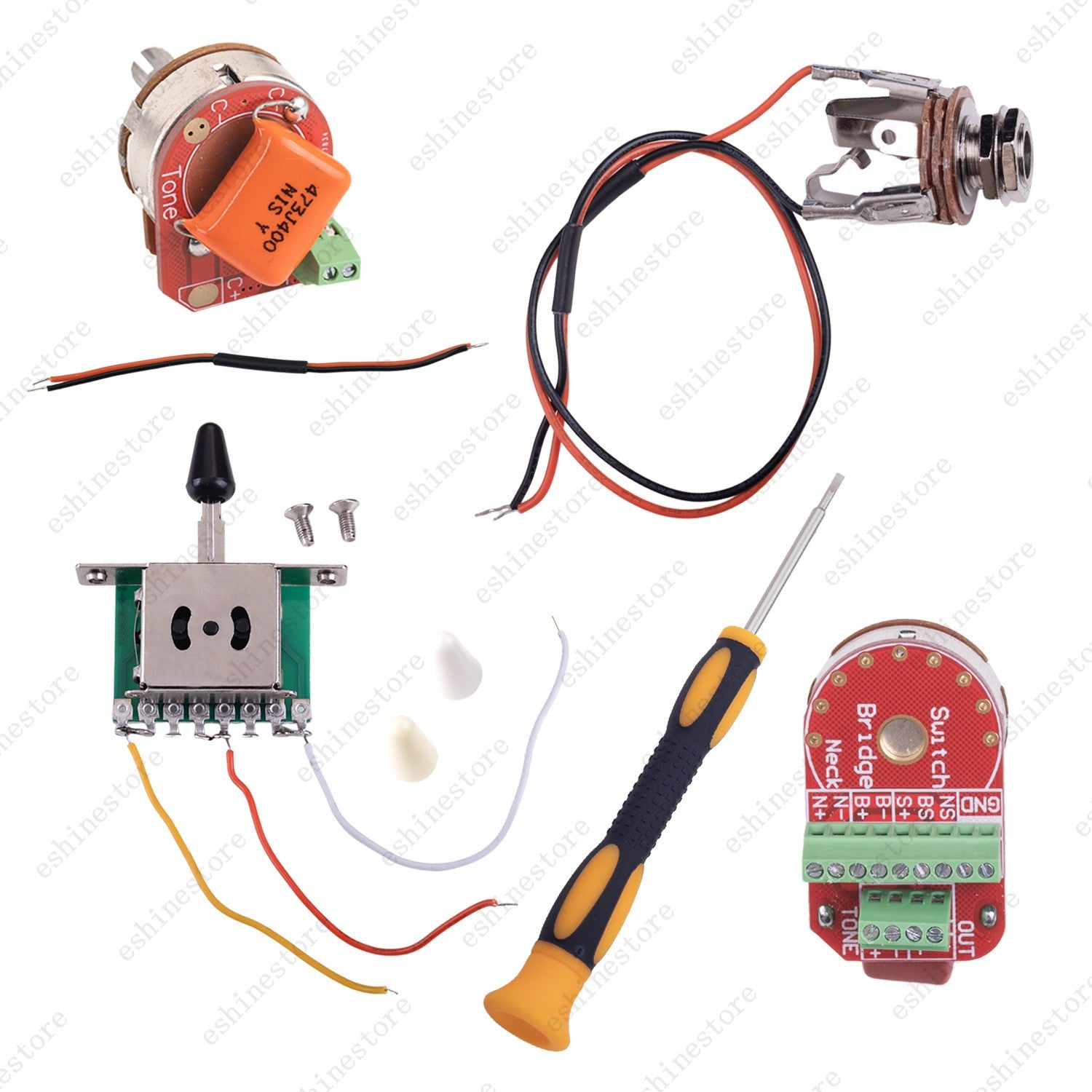 Solderless HH Wiring Harness Treble bleed Circuit with 3-Way Switch for Strat